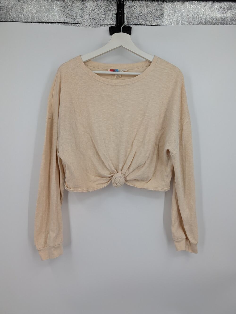 FP Beach Free People Small Cream Cropped Terry Cloth Light Weight Sweatshirt